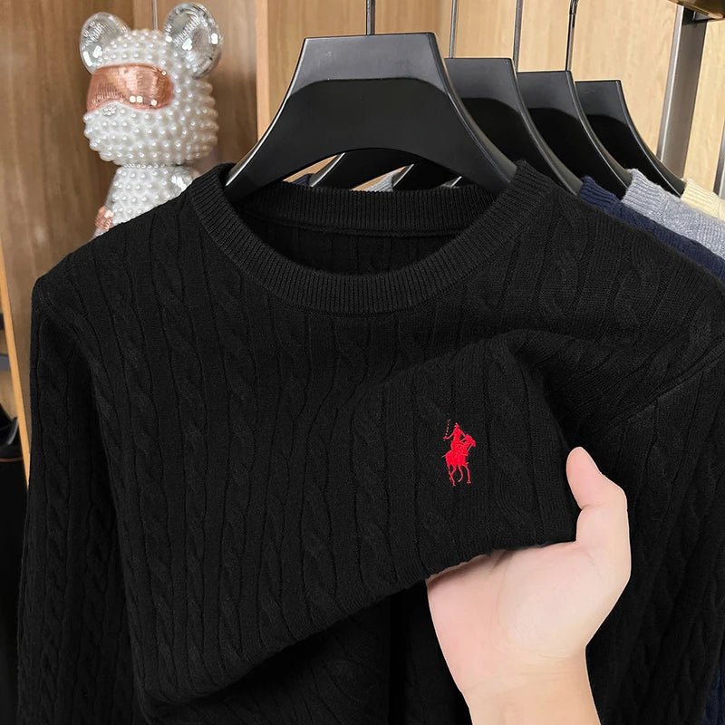 Luxury pony embroidery designer brand sweater men's new fashion unique jacquard comfort Paul casual knitted round neck pullover - 28.44