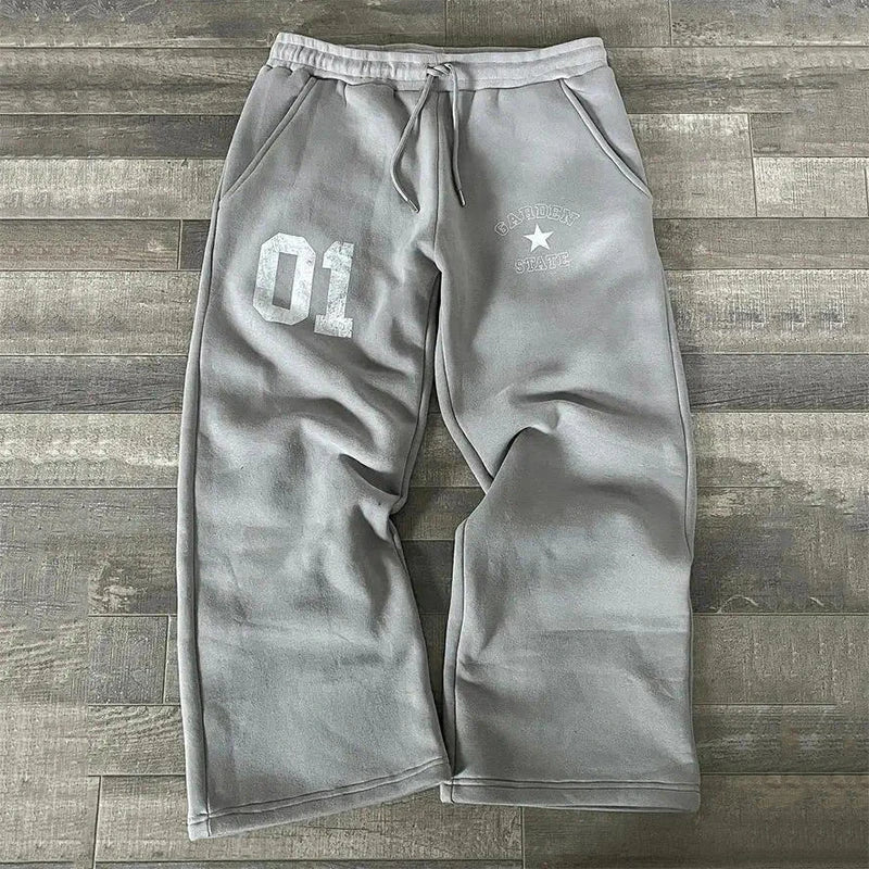 ropa hombre American Retro Knitted Pants Men Y2k Street Harajuku Oversized Trousers Loose Casual Wide Leg Pants Women Sweatpants - 28.44