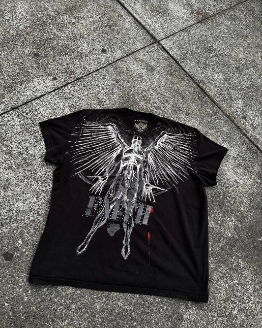 Summer Xtreme T shirt Grim Reaper Printed Short Sleeve Man Black Retro Streetwear T-shirt Y2K American Fashion Harajuku Tops