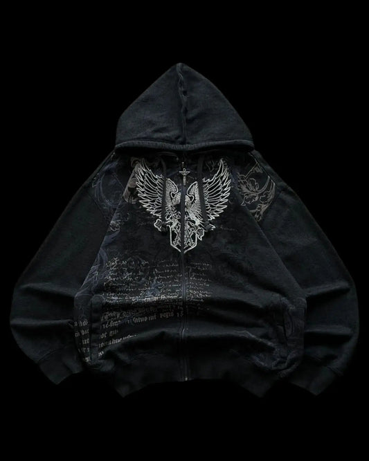 Street Y2K New Hip Hop Joker Fleece Thickened Zipper Hoodie Women Harajuku Casual Loose Punk Sweatshirt Couple Trend Warm Hoodie