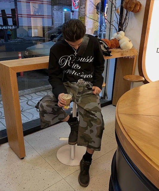 Loose Retro Fashion Striped Letter Print Casual Long-sleeved Shirt Men High Street Trendy Clothing Street Harajuku Y2K Top Women