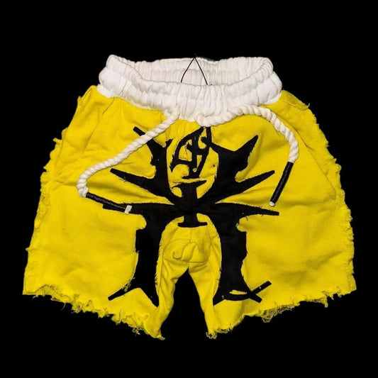 American Fashion Trend Sell Pattern Patch Casual Shorts Men Street Y2K New Hip Hop Retro Sports Shorts Harajuku Punk Rock Shorts